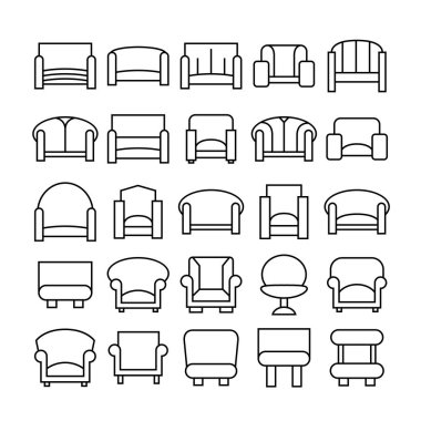 sandalye simgelerinin vektör illüstrasyonu