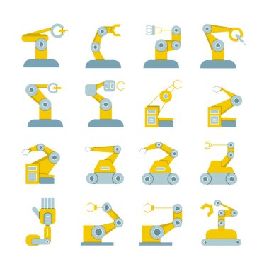 Robotik kol simgeleri, vektör illüstrasyon 
