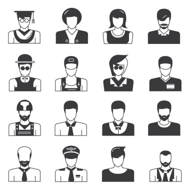 avatar seti, vektör illüstrasyon 