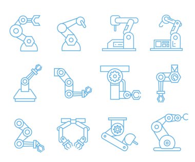 Robotik kol simgeleri, vektör illüstrasyon 