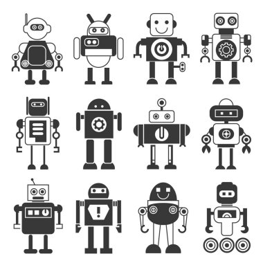 vektör Illustration modern robotlar, simgeler
