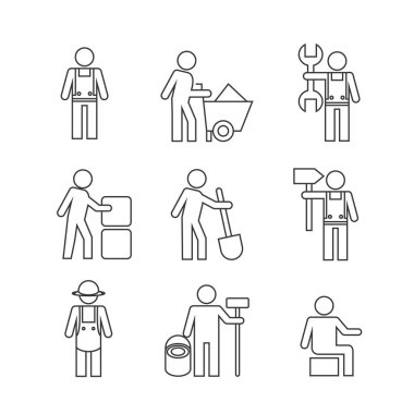 İşçi işçi web simgeleri ayarlandı. Vektör illüstrasyonu          