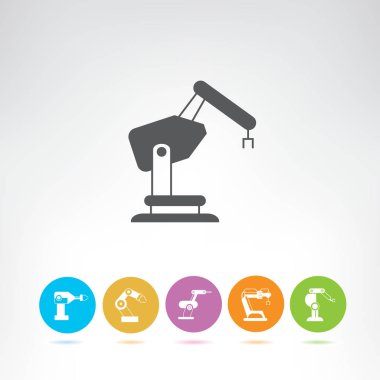 Robotik kol simgesi, vektör illüstrasyon 