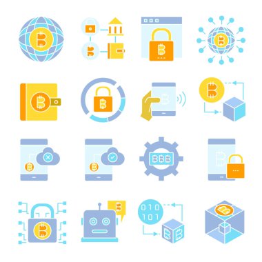 cryptocurrency simgelerinin vektör çizimi