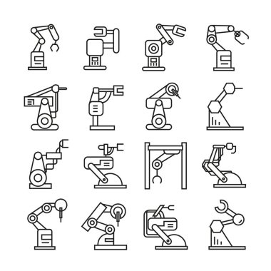 Robotik kol simgeleri, vektör illüstrasyon 