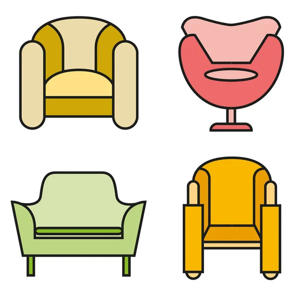 Vector Ilustración Decoración Del Hogar Muebles — Vector de stock