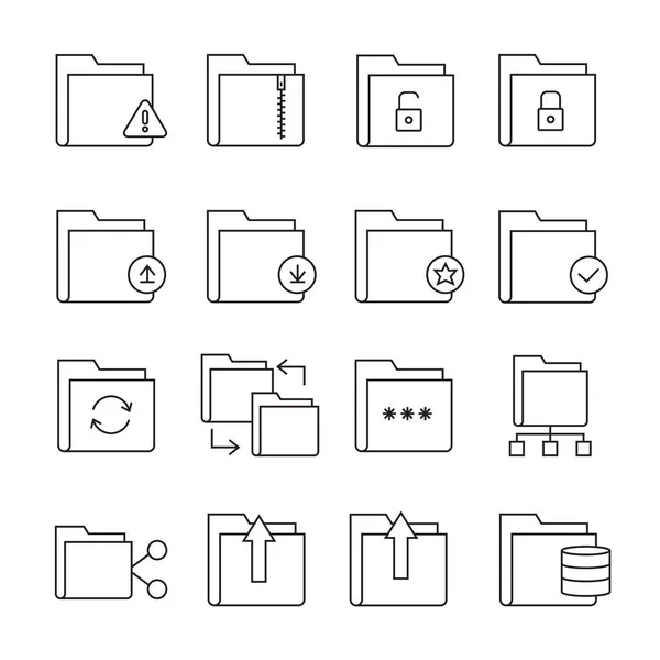 Ilustración Vectorial Carpetas Iconos — Vector de stock