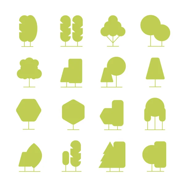 Ilustração Vetorial Árvores Ícones — Vetor de Stock