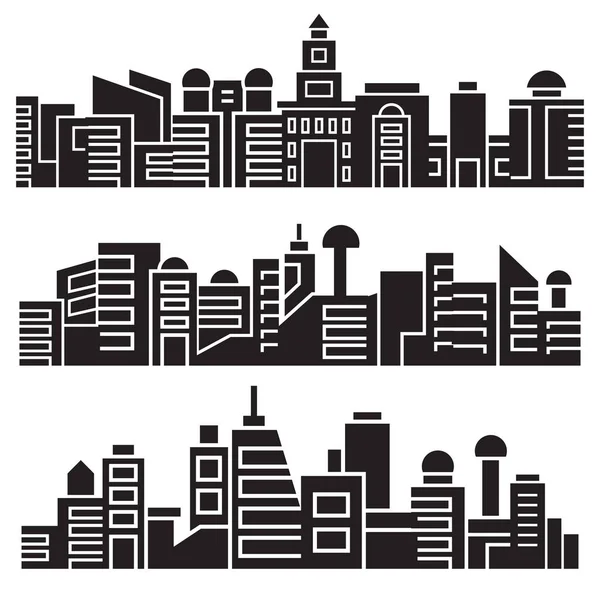 Ilustración Vectorial Edificios Modernos Iconos — Vector de stock