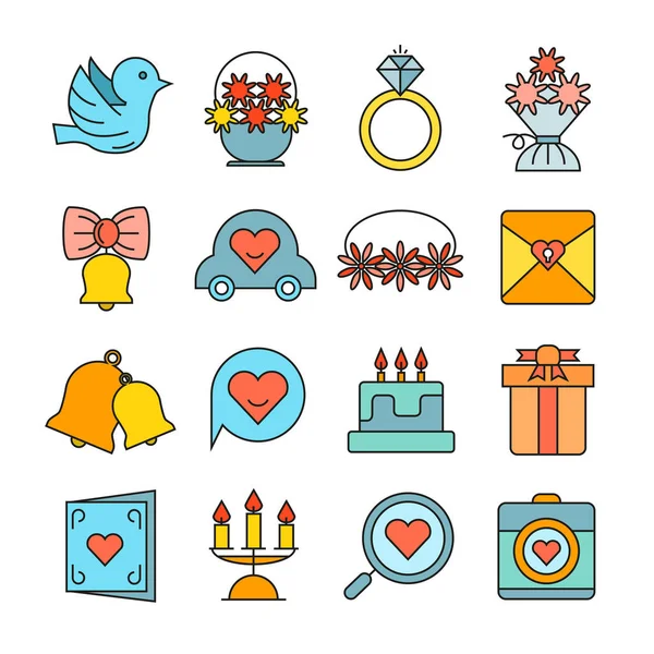 Vektor Icon Set Von Liebessymbolen — Stockvektor