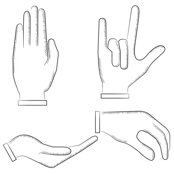 Hand Icons Set Cartoon Stil — Stockvektor