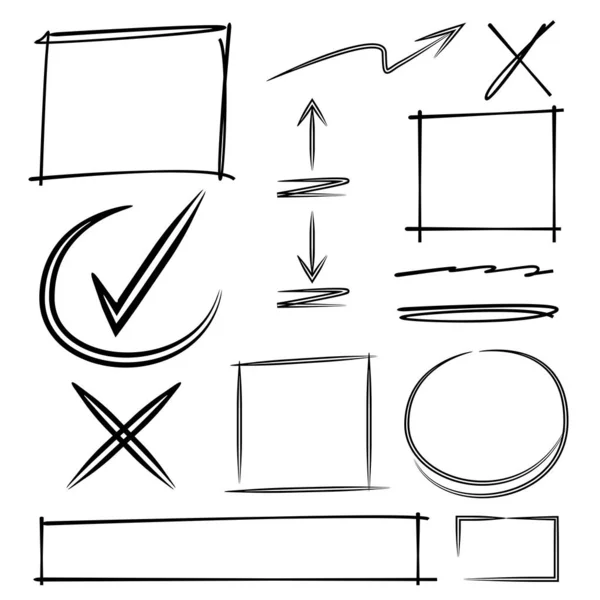 Elemente Marker Desenate Manual Pur Simplu Ilustrație Vectorială — Vector de stoc