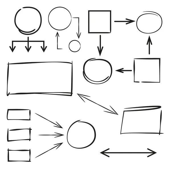 フローチャート図の手描きの矢印 長方形 — ストックベクタ