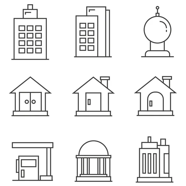 Vector Ilustración Siluetas Edificios Modernos — Archivo Imágenes Vectoriales