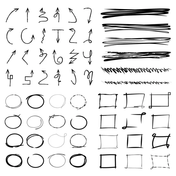 Elementos Marcadores Desenhados Mão Simplesmente Ilustração Vetorial —  Vetores de Stock