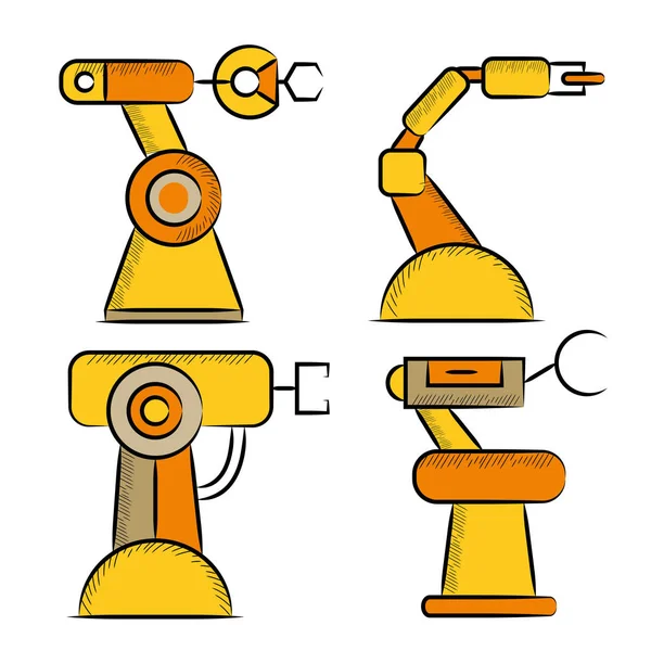 Icônes Bras Robotiques Illustration Vectorielle — Image vectorielle