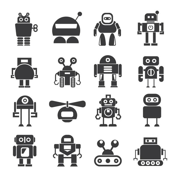 Ilustración Vectorial Robots Modernos Iconos — Vector de stock