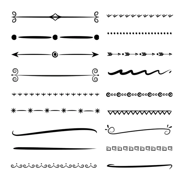 Hand Drawn Divider Line Set — Stock Vector