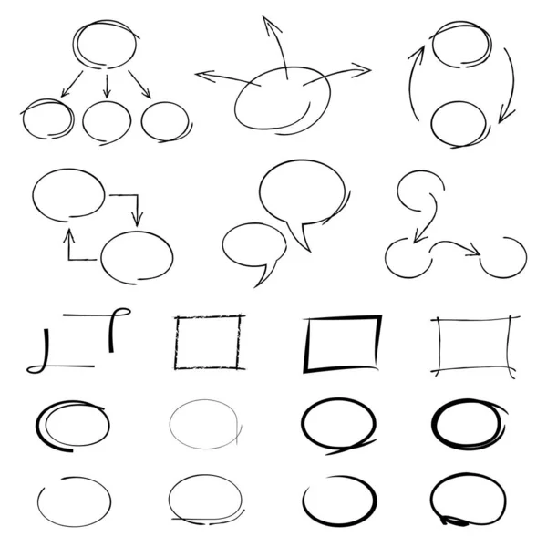 Elementi Marcatori Disegnati Mano Semplicemente Illustrazione Vettoriale — Vettoriale Stock