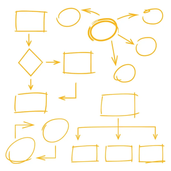 Éléments Surligneur Vectoriel Diagramme Dessiné Main Flèches Cercles — Image vectorielle