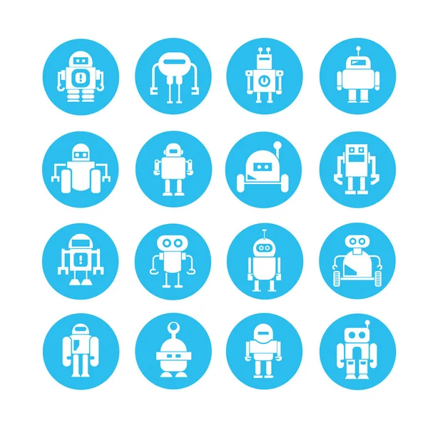 Vector Illustration Modern Robots Icons — Stock Vector