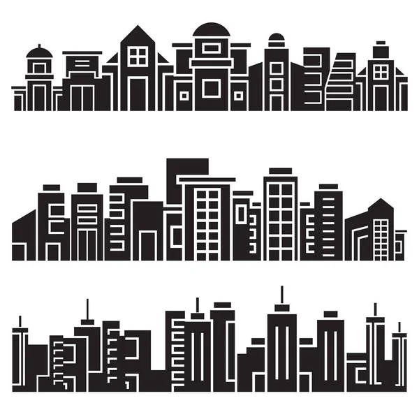 Ilustración Vectorial Edificios Modernos Iconos — Vector de stock