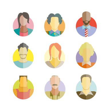 avatar seti, vektör illüstrasyon 