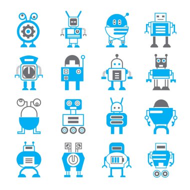 vektör Illustration modern robotlar, simgeler