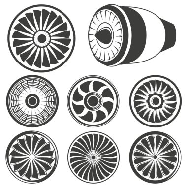 Vector illustration of turbine icons set clipart