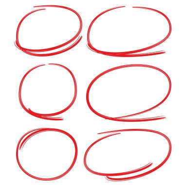 kırmızı el işaretleyici elementler, boş daireler ve ovalar