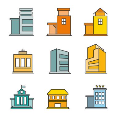 binalar, simgeler vektör Illustration