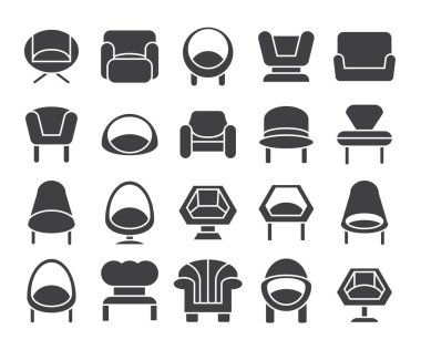 sandalye simgelerinin vektör illüstrasyonu