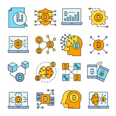 cryptocurrency simgelerinin vektör çizimi
