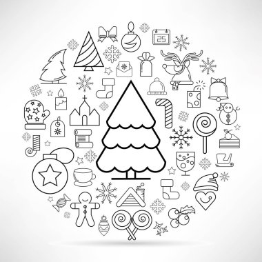 Noel simgeleri kümesi, sadece vektör illüstrasyon 