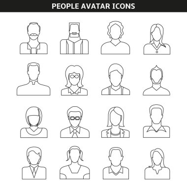 avatar seti, vektör illüstrasyon 