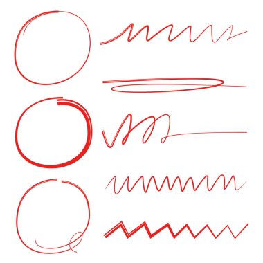 kırmızı el çizilmiş daire vurgulayıcı ve altı çizili