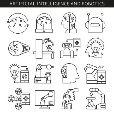 İş konsepti. Yapay zeka ve robotik vektör illüstrasyon