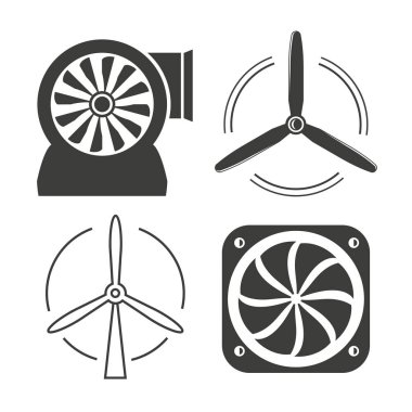 Türbin simgeleri kümesinin vektör çizimi