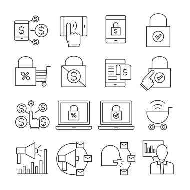 iş simgeleri kümesi, vektör illüstrasyonu