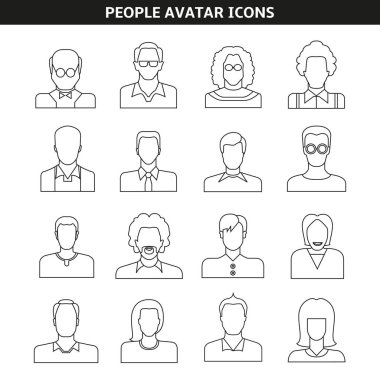 avatar seti, vektör illüstrasyon 