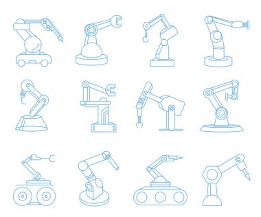 Robotik kol simgeleri, vektör illüstrasyon 