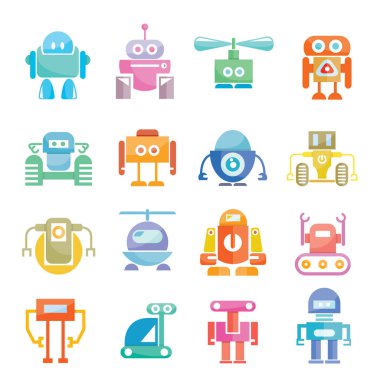 vektör Illustration modern robotlar, simgeler