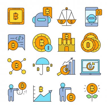 cryptocurrency simgelerinin vektör çizimi