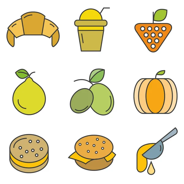Set Food Cartoon Icons Vector Illustration — Stock Vector