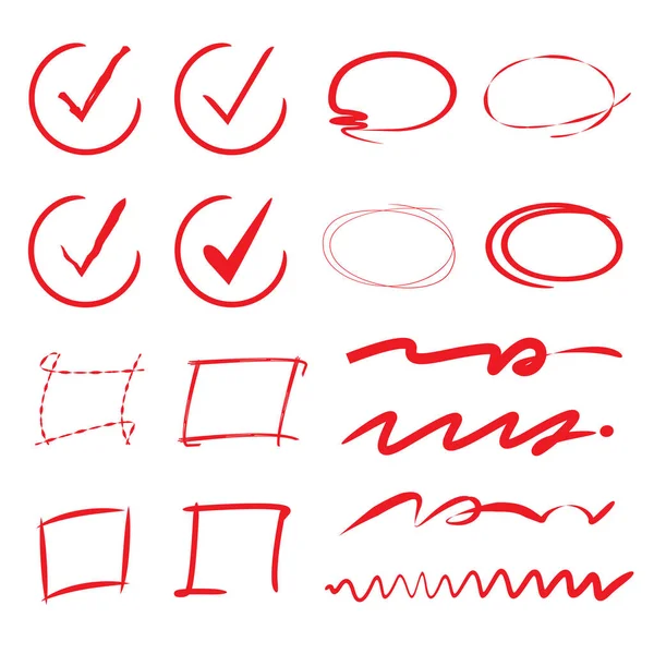 Elementos Marcadores Desenhados Mão Simplesmente Ilustração Vetorial —  Vetores de Stock