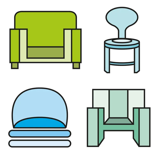 Vector Ilustración Decoración Del Hogar Muebles — Vector de stock