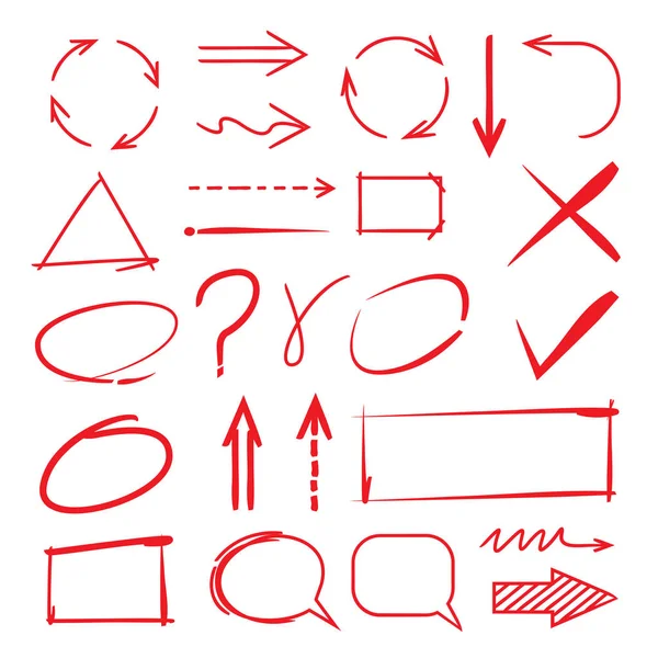 Elementos Marcadores Desenhados Mão Simplesmente Ilustração Vetorial —  Vetores de Stock