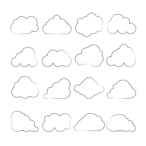 Serie Icone Delle Nuvole Semplicemente Illustrazione Vettoriale — Vettoriale Stock