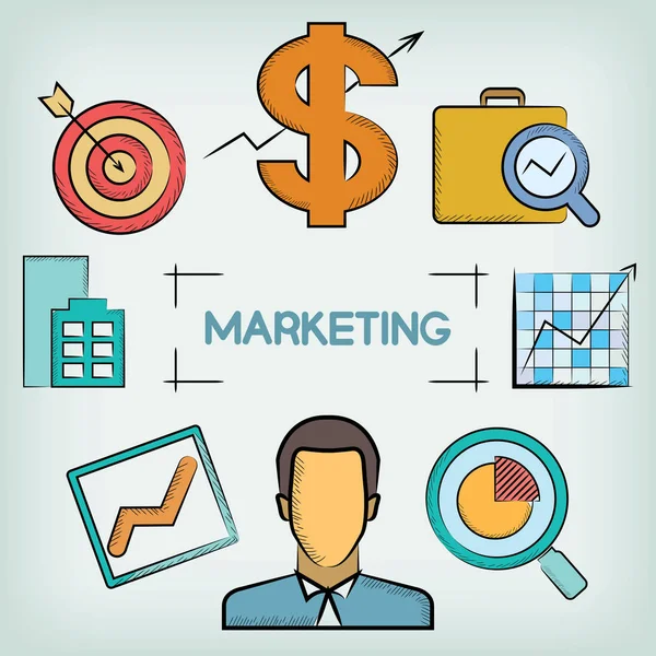 Concepto Negocio Ilustración Vectorial Marketing — Vector de stock