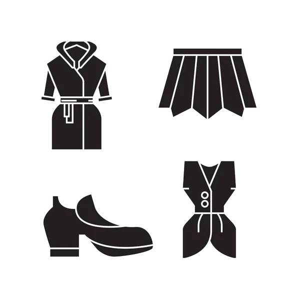 Conjunto Ícones Roupas Simplesmente Ilustração Vetorial — Vetor de Stock